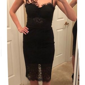 Lace black cocktail dress